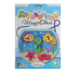 Развивающая игра Шнуровка дерево Аквариум 01900